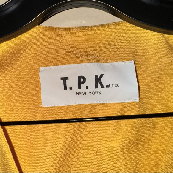 Vintage TPK LTD New York Mustard Yellow Button Down Linen Blend Blouse Sz 10 NWT - Picture 4 of 10
